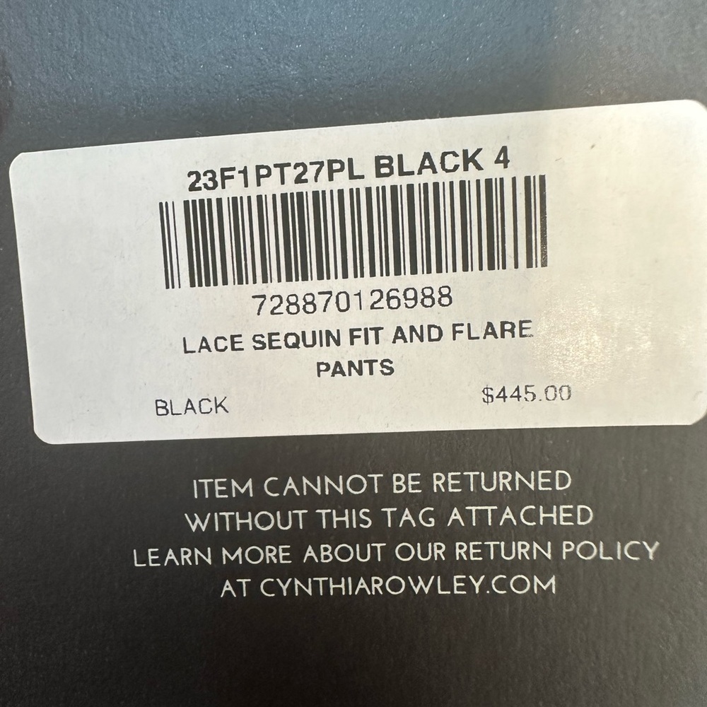 Cynthia Rowley Black Sequin & Lace Flared Leg Pants 4 - Picture 12 of 13